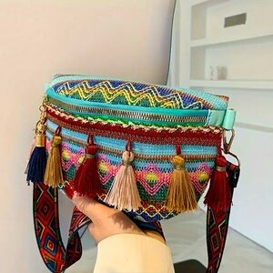 - Boho Festival Tassel Woven Bum Bag